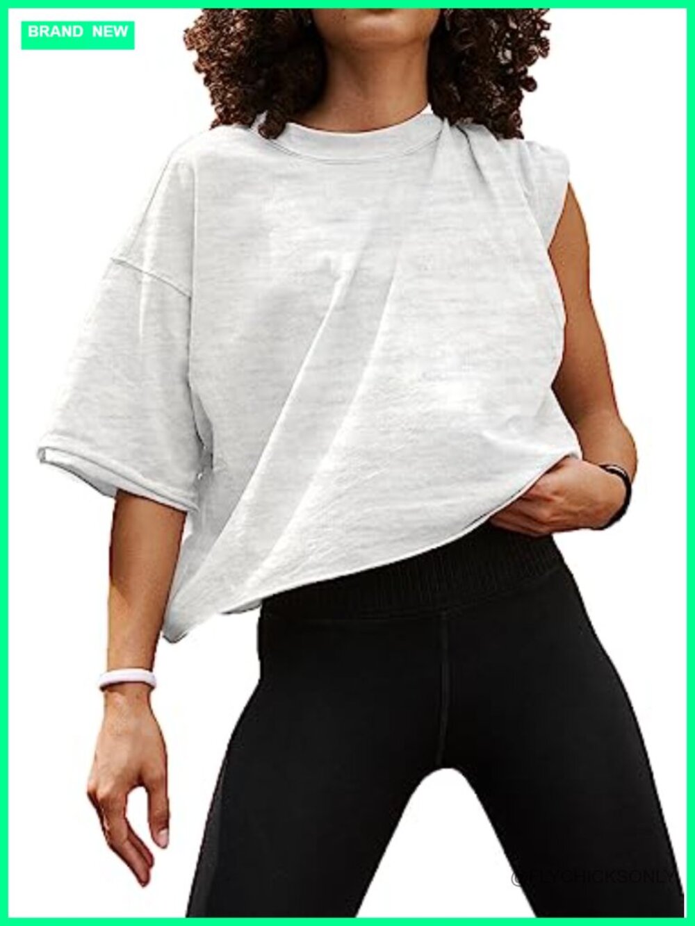 Women's Cotton Blend Crop Top Short Sleeve Crew Neck Oversized Yoga Workout Tee
